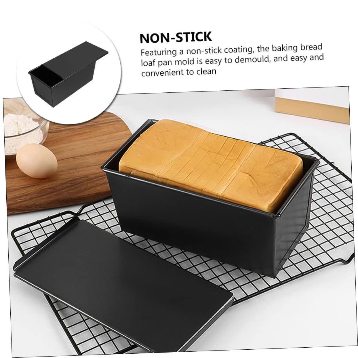 Ipetboom Antihaft Backform mit Deckel Hitzebeständige Kastenform für Toastbrot Runde Brotbackform Gleichmäßige Wärmeleitung DIY Brotlaib Backform für Küche und Bäckerei