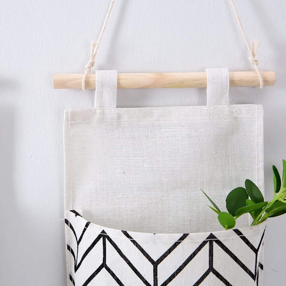 YXSH Borsa Portaoggetti da Appendere A Parete da 3 Pezzi, Organizer da Parete da Appendere sopra La Porta con 3 Tasche, Organizer Tascabile da Appendere in Lino di Cotone Impermeabile per Cucina