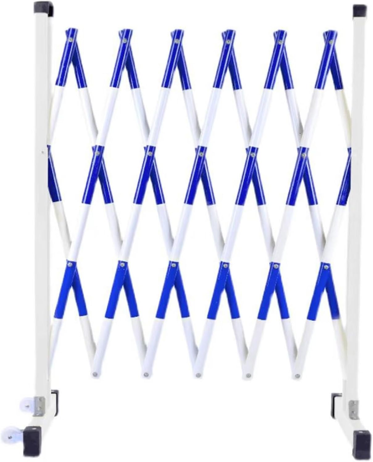 Expandable Barricade Fence Portable Road Safety Barriers with 2 Wheels Folding FRP Telescopic Traffic Guardrail for Maintenance Road Control Easy to Move (Color : Blue+White Size :