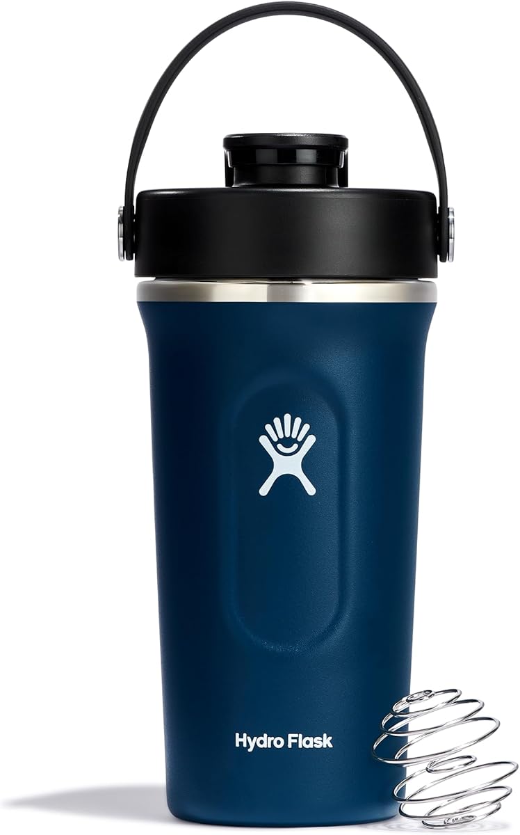 Hydro Flask Shaker Bottle – Insulated Stainless Steel Gym Bottle for Pre Workout & Protein 24 Oz Indigo Blue