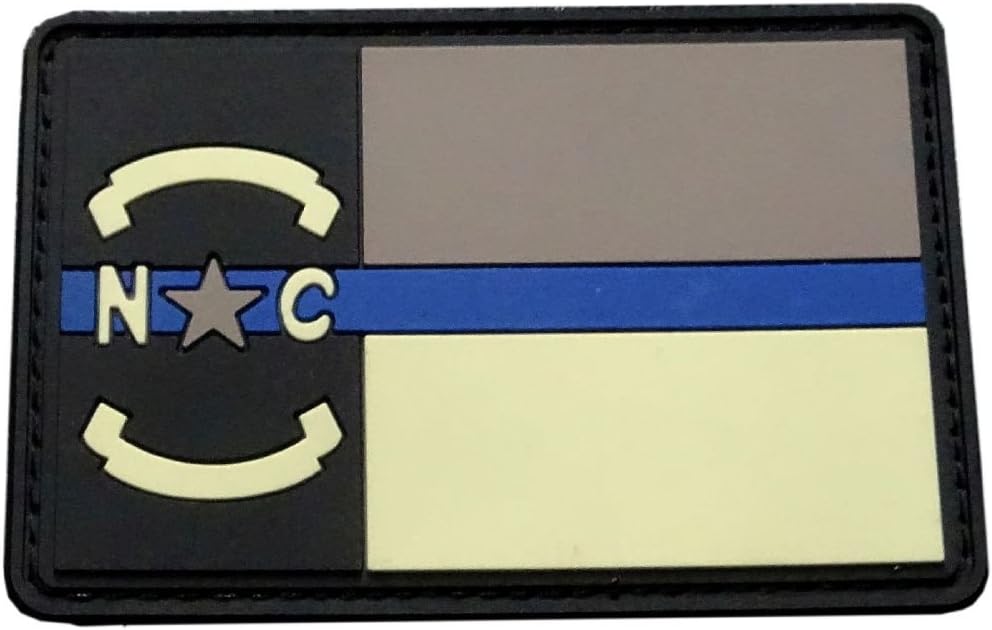 North Carolina State Flag Thin Blue Line NC Patch (HOOK- PVC Rubber)