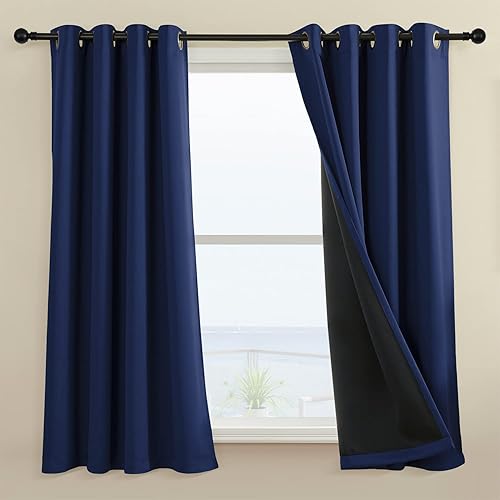 Miniatura 26 de Rutterllow - Cortinas 100% opacas, paneles de cortina con ojales, aislamiento térmico y bloqueo de luz para habitación y sala de estar, (2 paneles