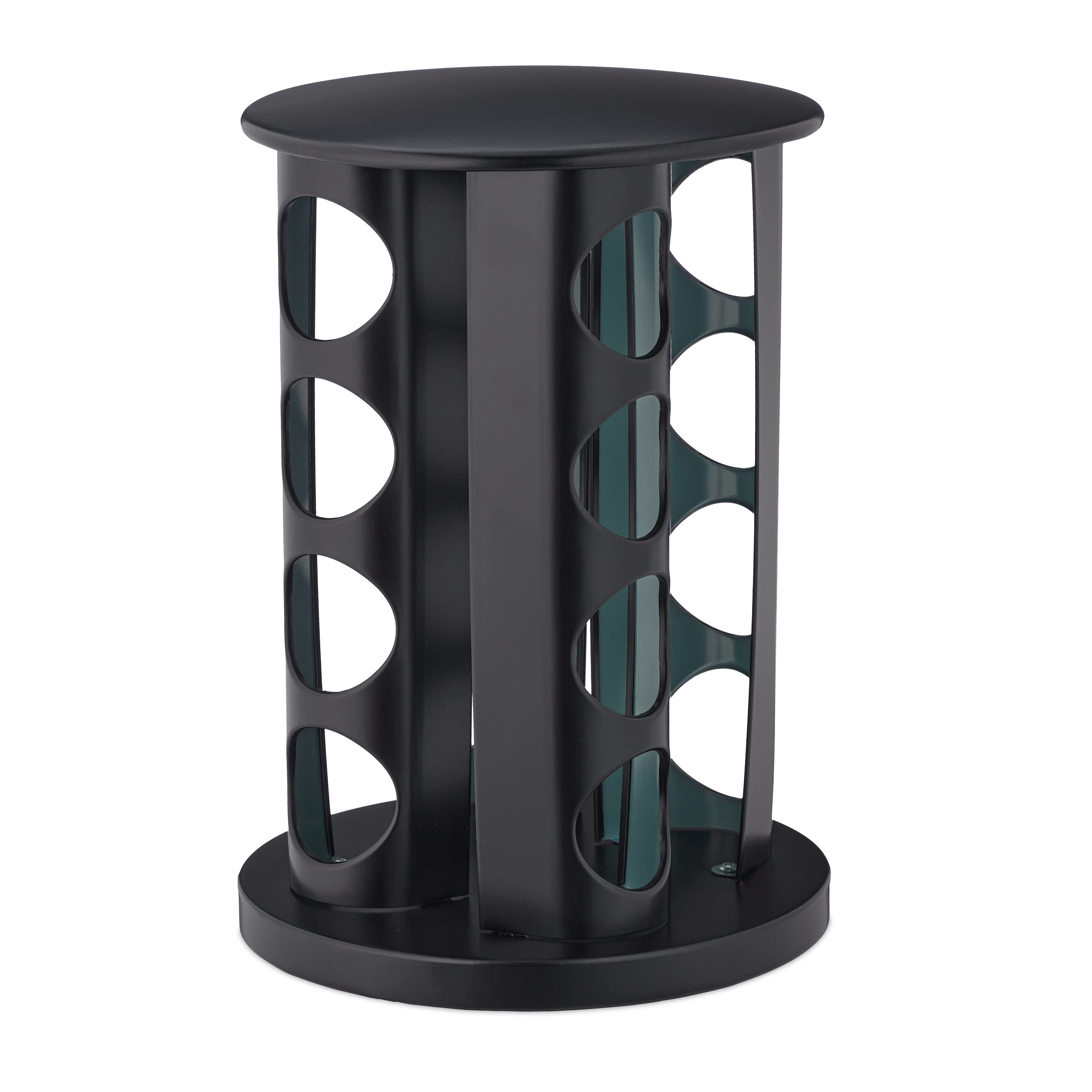Relaxdays Especiero Giratorio con 16 Botes, con Dosificadores Rotatorio, Soporte Especias Reutilizable de Cocina, Negro