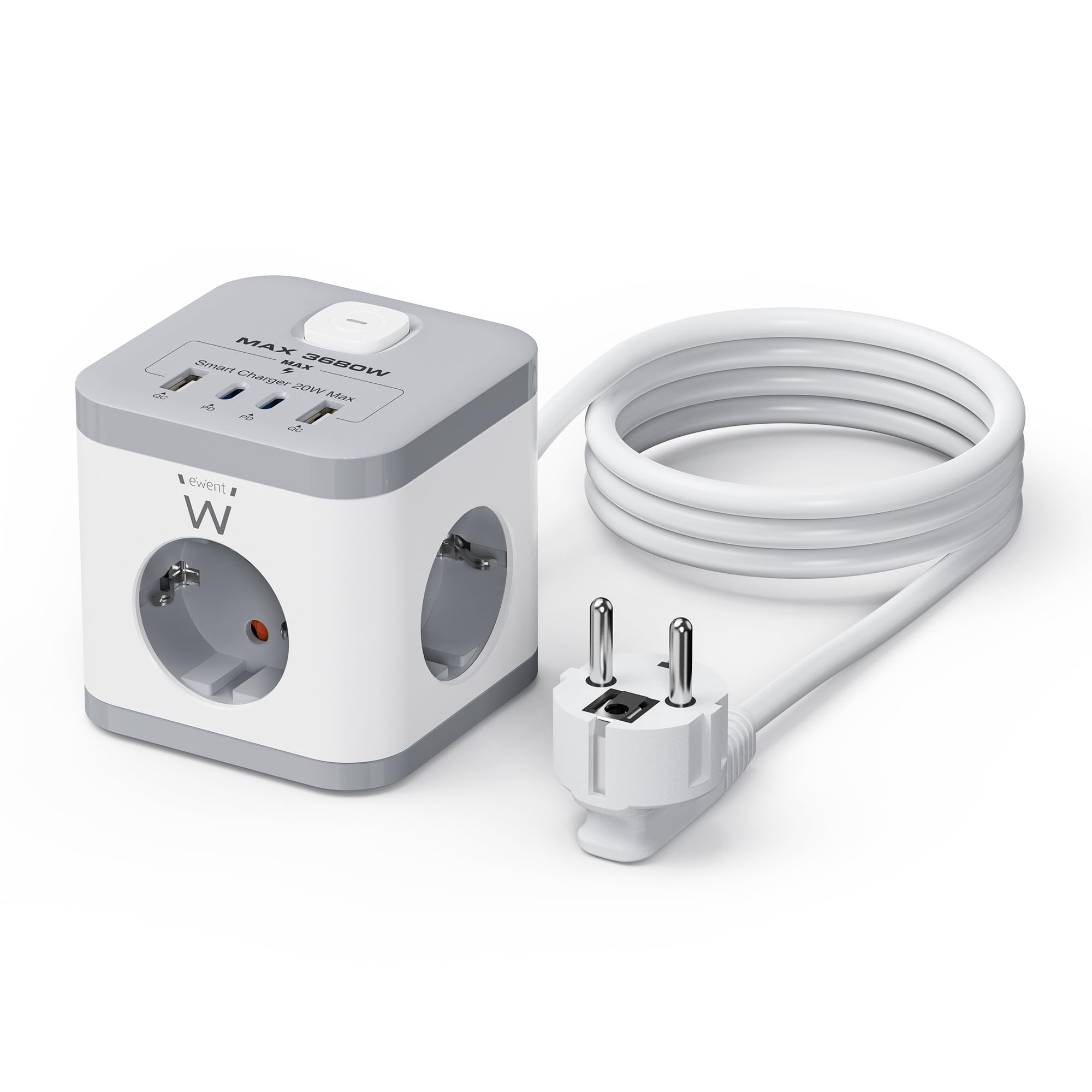 Regleta múltiple con interruptor de 3680W y cinco conexiones USB Tipo A y C 8