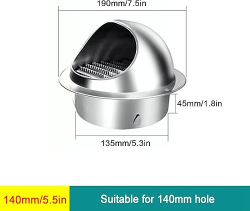 Miniatura 3 de Tapa de chimenea de acero inoxidable 304, rejillas de ventilación de escape con malla de pantalla, tapa de lluvia redonda de ventilación y protector