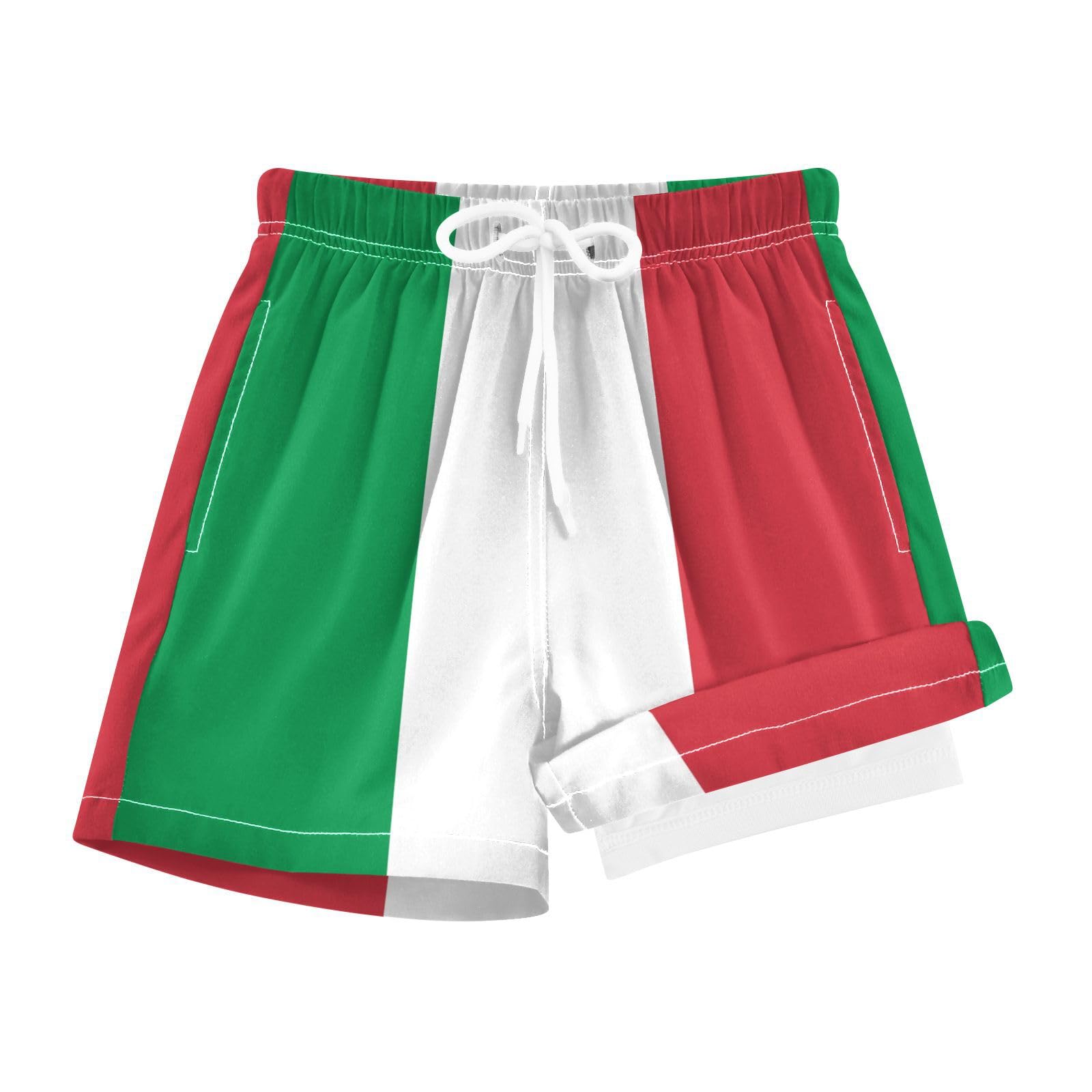 UMIRIKO Boys Italy Flag Swim Trunks Quick Drying Casual Shorts Swim Shorts for Kids 9-11 Years Italy