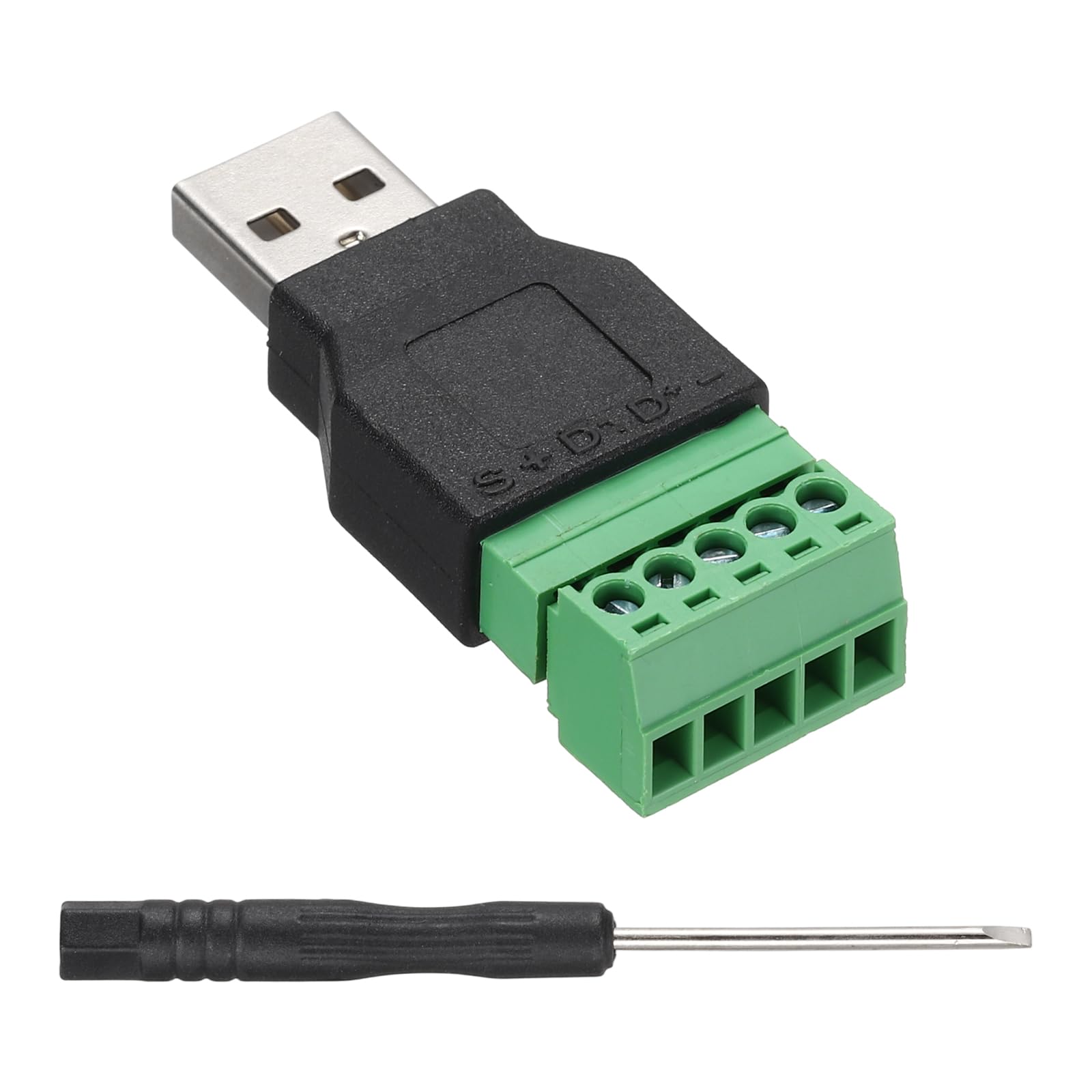 sourcing map 1 Pcs USB 2.0 A Screw Terminal Adapter, USB 2.0 Male Plug to 8 Pin Screw Terminal Connector, Ethernet Audio Adapter Home Accessories Extender CCTV Digital DVR Network Black