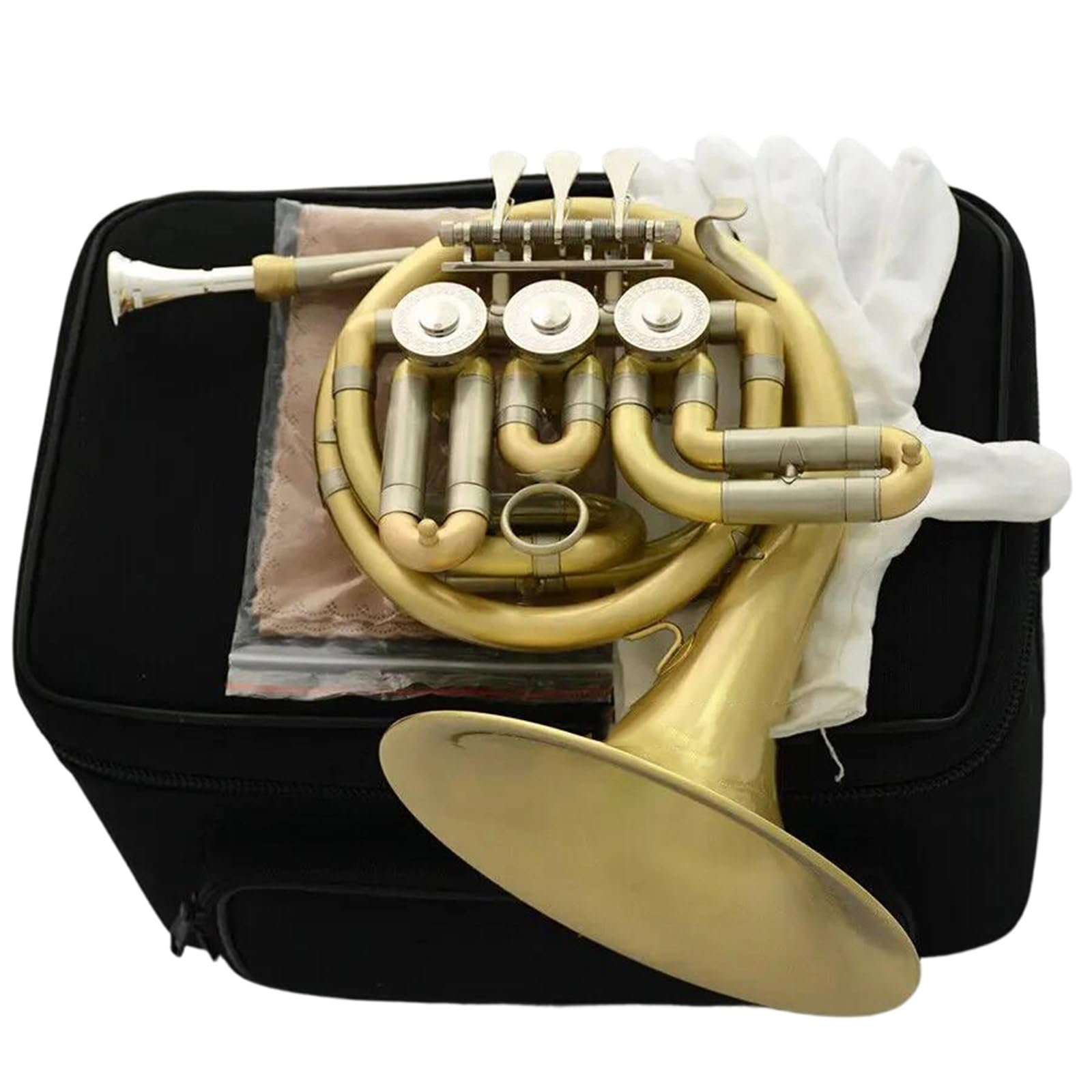 Profesjonalne Róg Francuski Matowe Mosiężne Etui Na Klucze Piccolo Mini Horn Bb