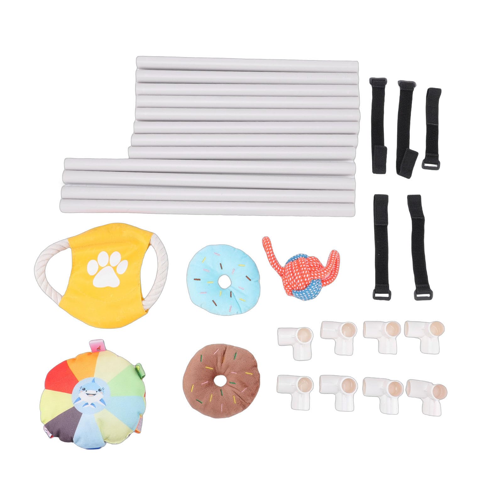 Palestra per Cani di Piccola Taglia, Giocattolo di Arricchimento in PVC Resistente, Cinghia Sospesa Regolabile con 5 Giocattoli, Ideale per Cuccioli Energici da 0 a 6 Mesi
