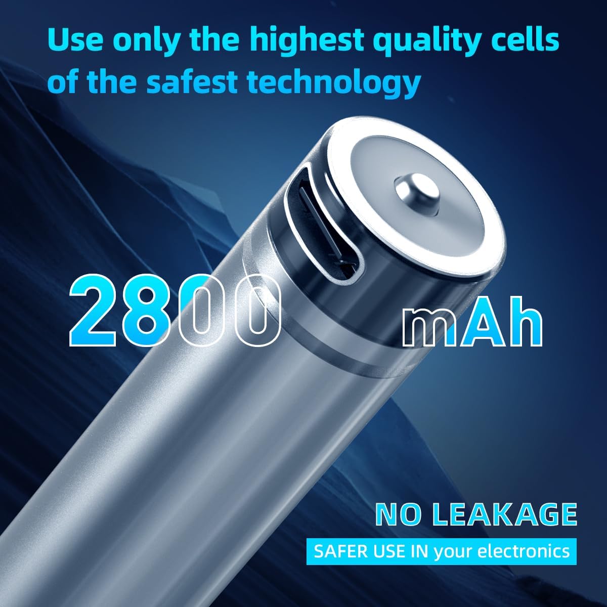 XTAR Rechargeable AA Batteries, 1.5v Lithium aa Batteries 2800mAh Max 2A– High Capacity for Long-Lasting Power, for Remotes, Toys, Flashlights – USB-C Charging, No Separate Charger Required (4pcs)
