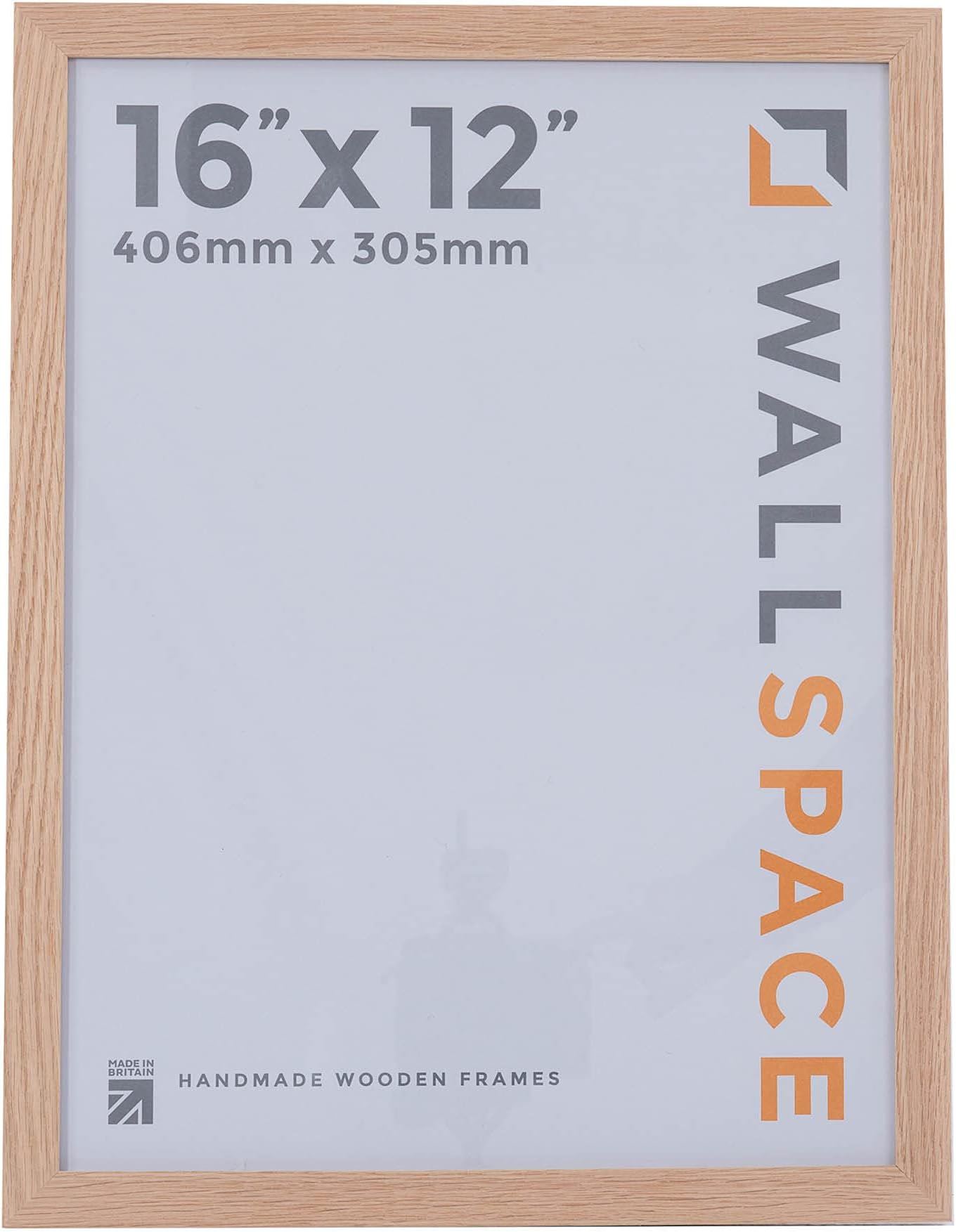 Wall Space 16x12 Oak Frame | Light Oak 16x12 inch Picture Frame | 16 x 12 inch Oak Photo Frame | SOLID OAK 12 x 16 Picture Frames | Wooden 12x16 Picture Frame made from SOLID WOOD with REAL GLASS