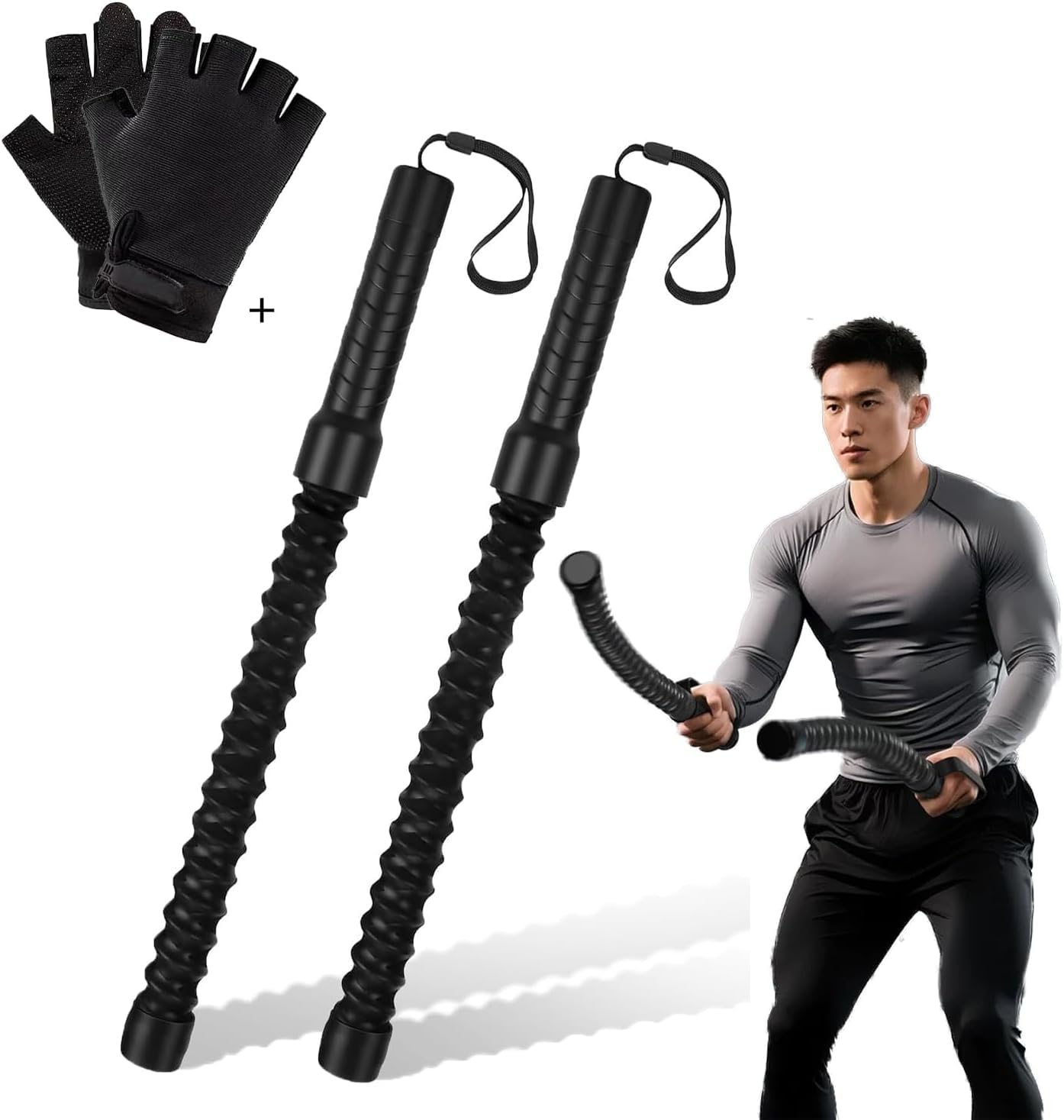 Battle Ropes Exercise Training for Indoor Outdoor Working Out Home Gym | Ropeless Battle Rope for Home & Gym | Full Body Workout, Cardio, Strength Training | Portable Fitness Tool for HIIT, CrossFit, Core & Endurance