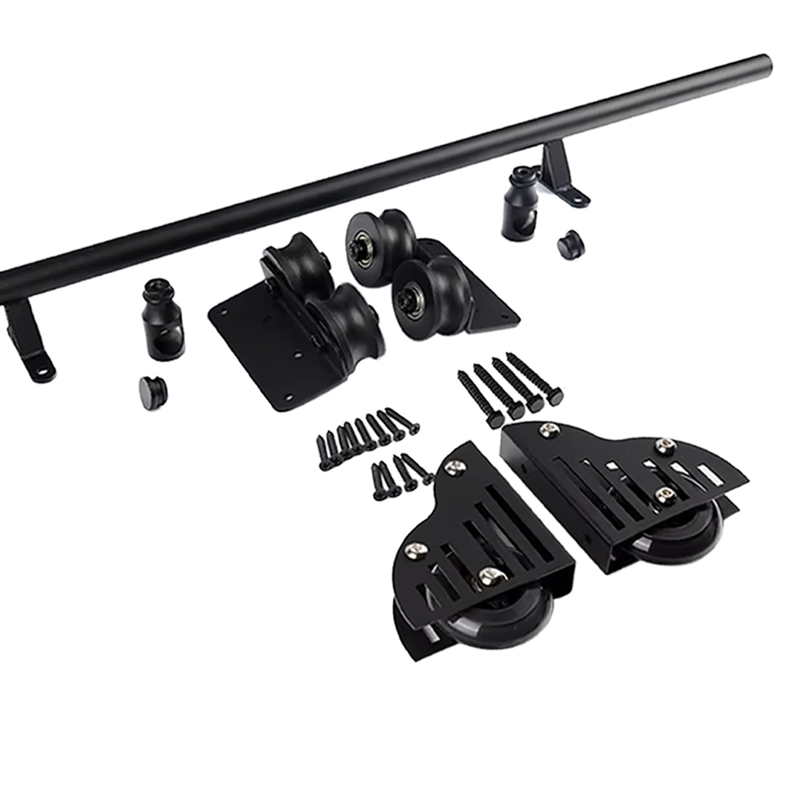 Kit de quincaillerie pour échelle de bibliothèque avec rail à tube rond modulable jusqu'à 7,3 m