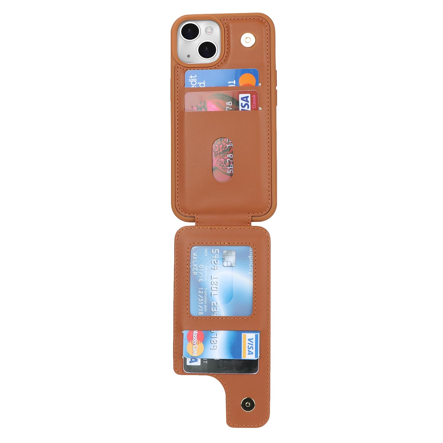 SailorTech per iPhone 7/8/SE Custodia con Portacarte e Supporto per Carta di Credito - Marrone