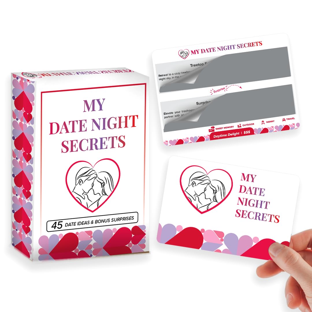 My Date Night Secrets Ideas for Couples - 40 Scratch Off Cards with Ideas & Surprises, Plus 5 Customizable Cards to Create Your Own, Fun Couple to Strengthen Your Relationship
