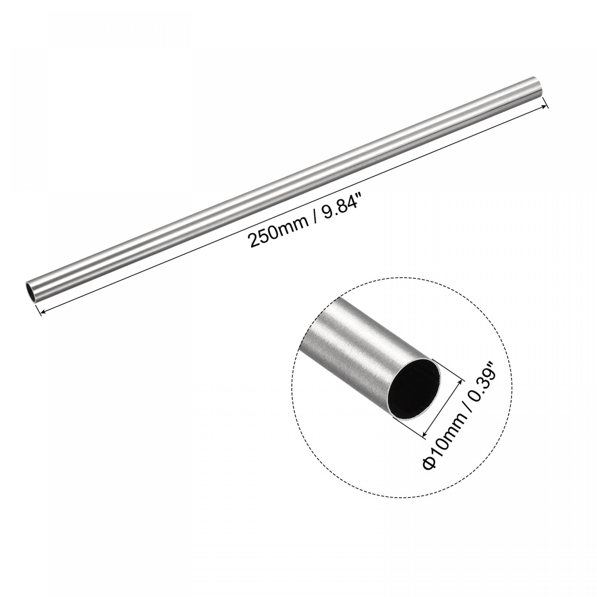 2er Set Edelstahlrohr 316 – 10 Mm Ø X 1 Mm Wandstärke X 250 Mm Länge, Poliert, Nahtlos – Für Geländer, Möbel & Heimwerkerprojekte