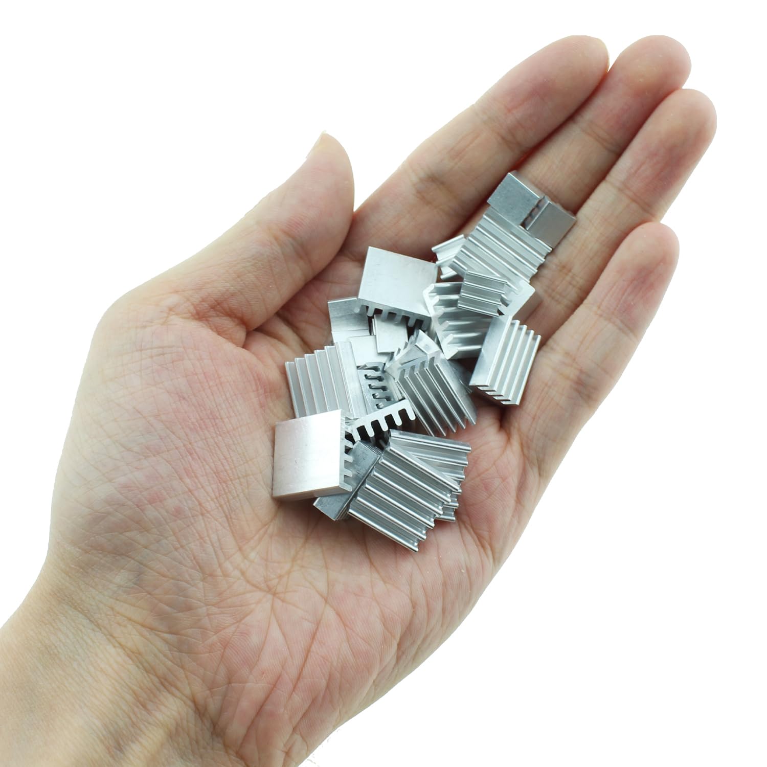 SQXBK 32PCS White Heat Sink Kit with Thermal Tape Backing Aluminium Heat Sink Cooler Raspberry Pi Combo Heat Sink for Heat Sink Profiles