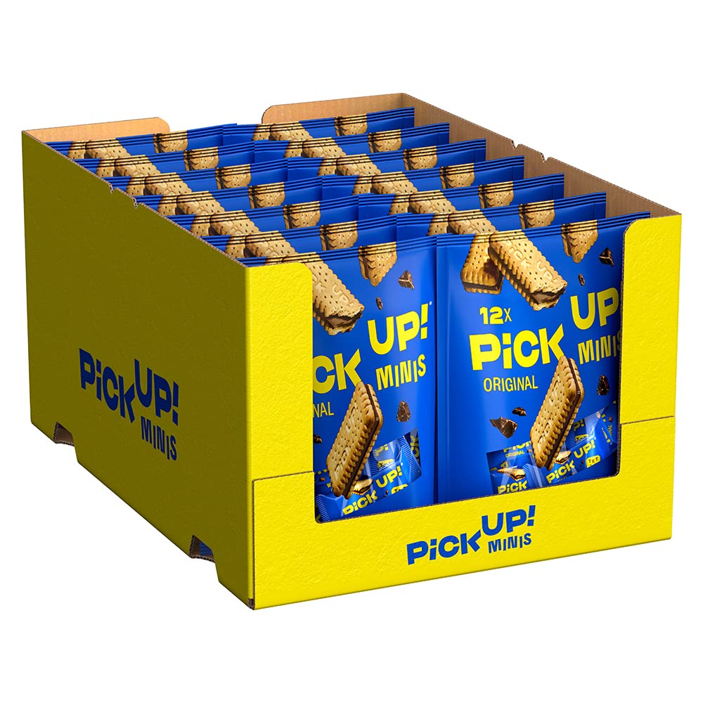 PiCK UP! minis Original (14 x 127 g), Mini-Keksriegel mit knackiger Milchschokoladentafel zwischen zwei knusprigen Keksen, der Snack zum Teilen, 14 x 12er Beutel