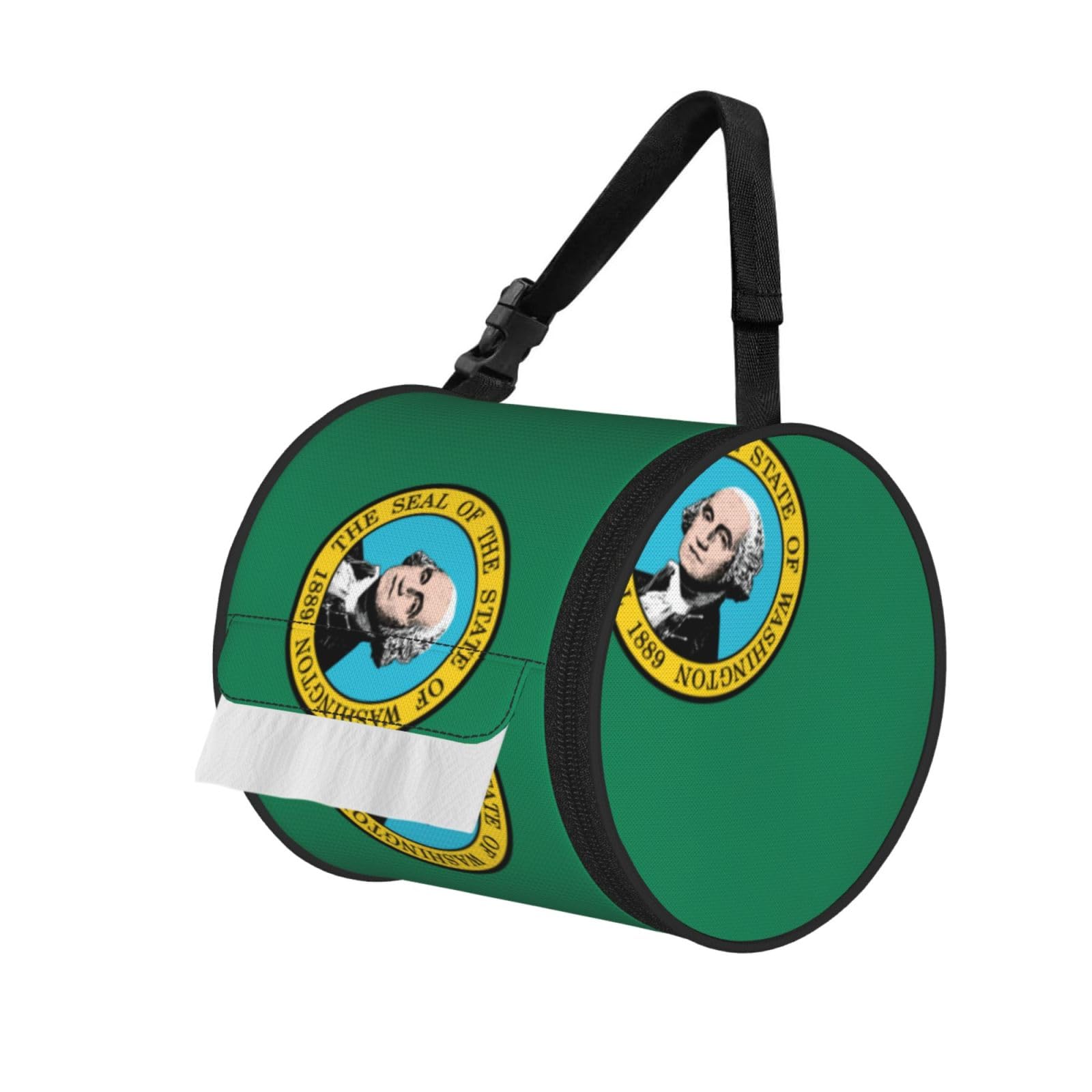 Washington Flag Print Fashion Tissues Organizer Box, Hanging Tissue Holder For Purse Coins For Car Office Daily Outing
