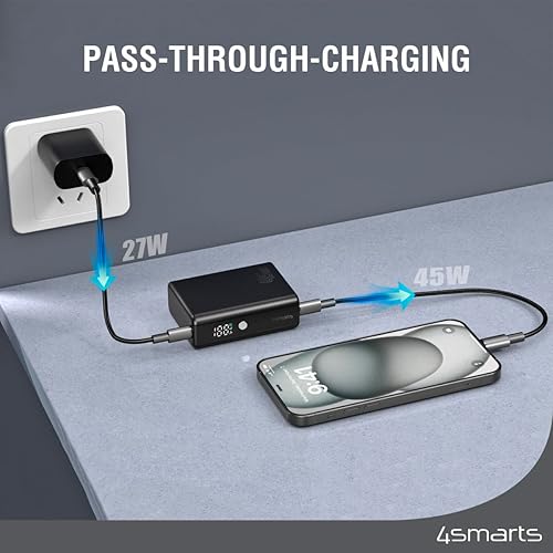 Miniatura 2 de Banco de energía de 10000 mAh, cargador portátil rápido de 45 W con puertos USB-C duales, paquete de batería compacta para iPhone 15 Series, Samsung