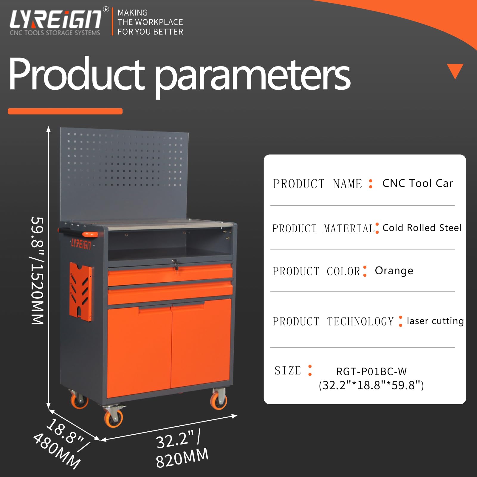 LYREIGN Heavy Duty Mobile CNC Tool Holder Cart, CNC Tool Holder for Station Cutting Tool Organizers Storage, CNC Machine Tools Trolley for Warehouses Factory Garage