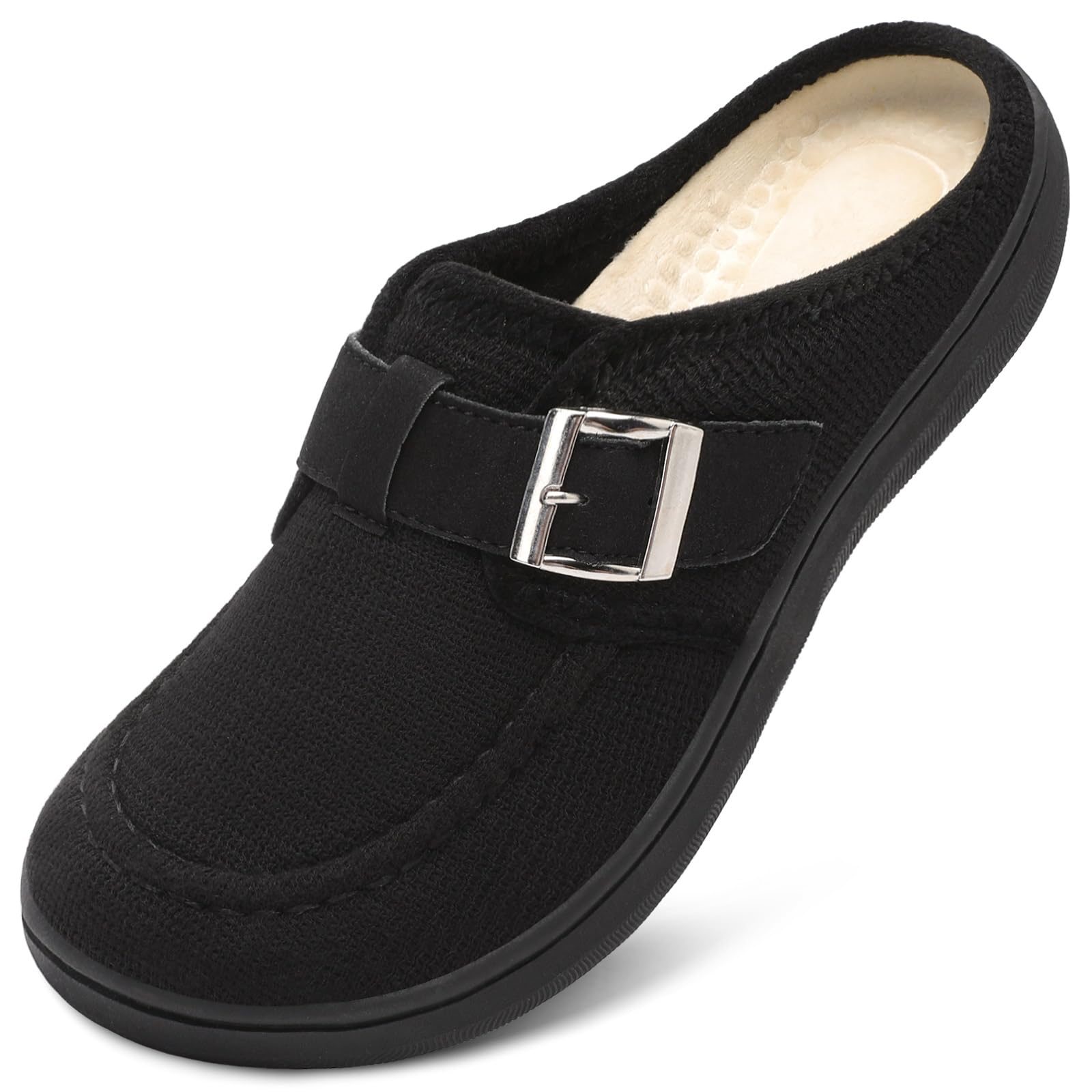 JOINFREE Womens Slippers Wide Slip on Mules Adjustable Diabetic Slipper Warm Memory Foam House Slippers for Edema Swollen