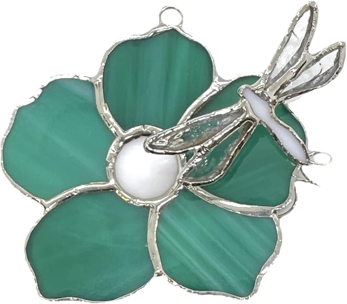 Glass Cover- Flower with 3-d Dragonfly