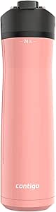 Contigo Cortland Chill 2.0 Stainless Steel Vacuum-Insulated Water Bottle with Spill-Proof Lid, Keeps Drinks Hot or Cold for Hours with Interchangeable Lid, 24oz, Pink Lemonade