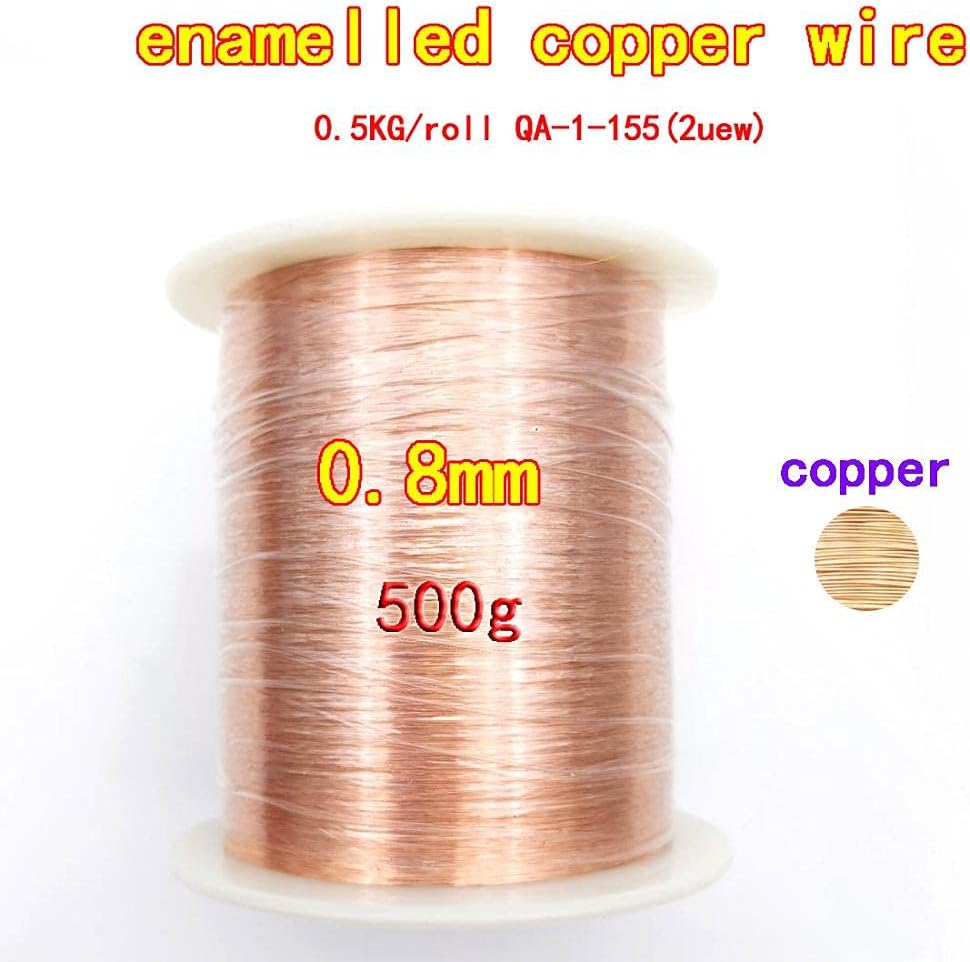 Aurorad 500g / Roll 0.3mm 0.4mm 0.5mm 0.6mm 0.7mm 0.8mm 0.9mm Copper Wire Cable Magnet Enameled Wire Copper Winding Wire Coil Copper Wire (Color : 0.8mm, Size : Red)