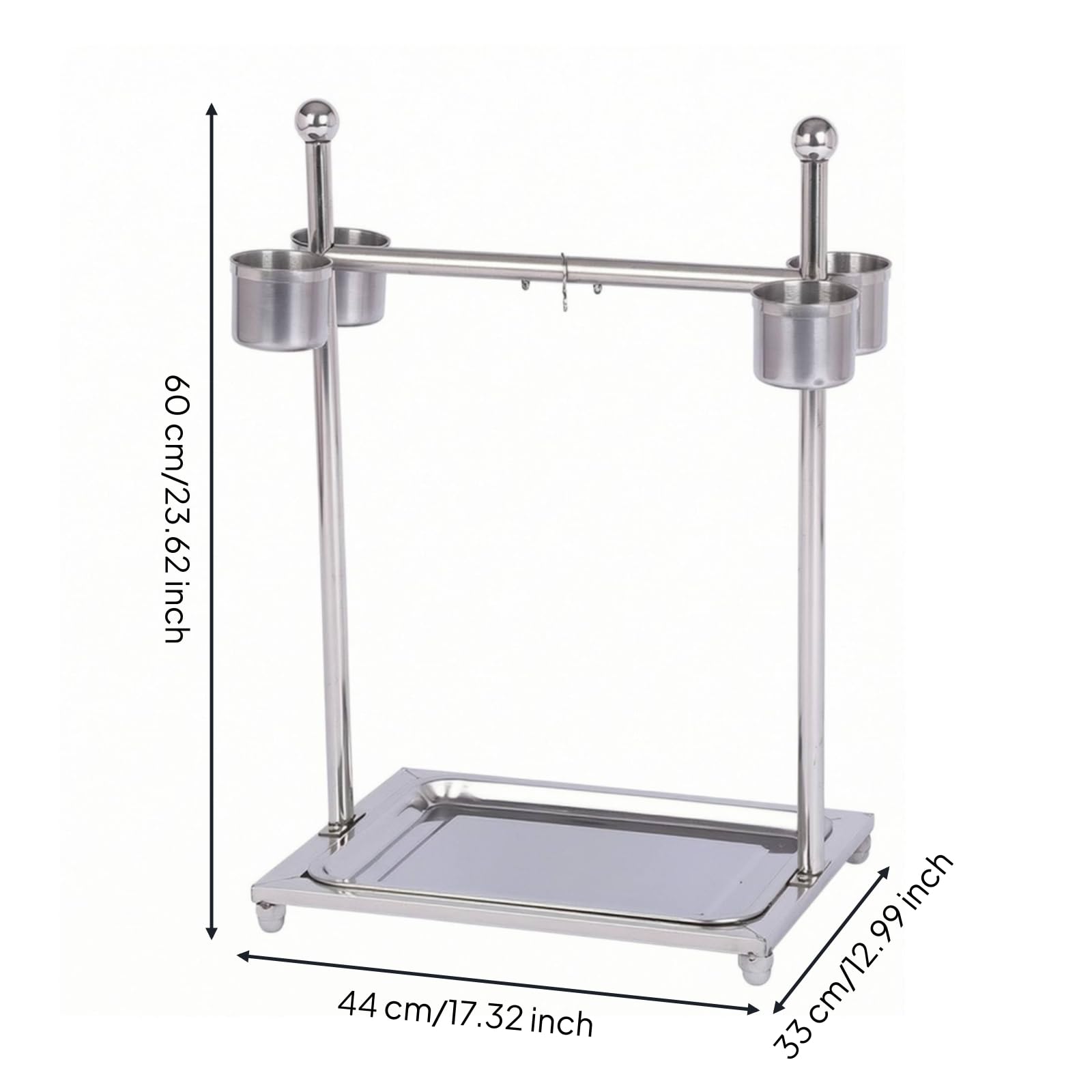 predolo Percha Acero Inoxidable Resisn para Pájaros Domésticos, Mediano 44 33 60