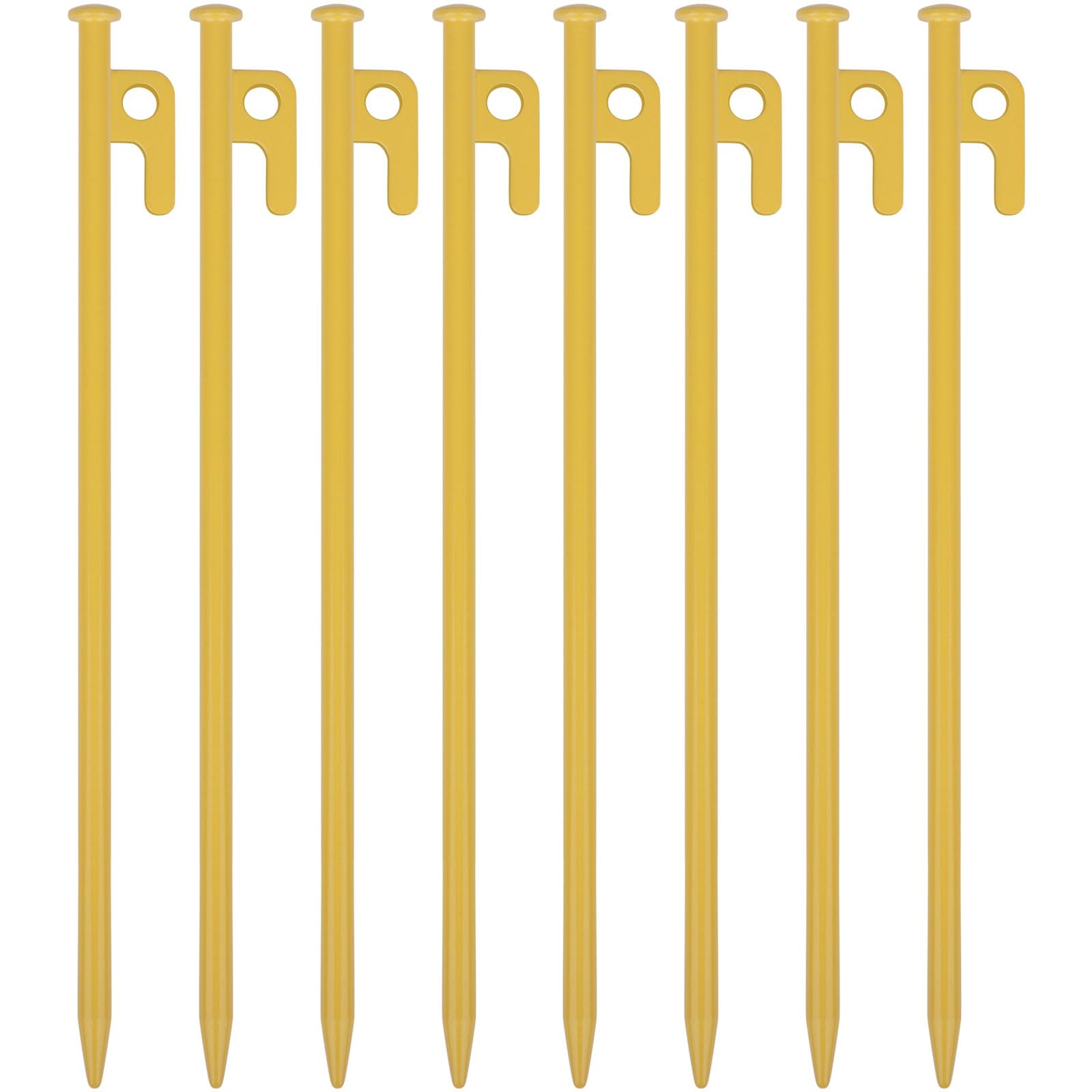Lot de 8 piquets de Tente Robustes en Acier de 30,5 cm pour Camping, incassables et Flexibles, Jaune