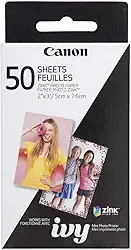 Canon IVY ZINK 5 x 7,6 cm, papel adesivo fotográfico, pacote com 50 folhas