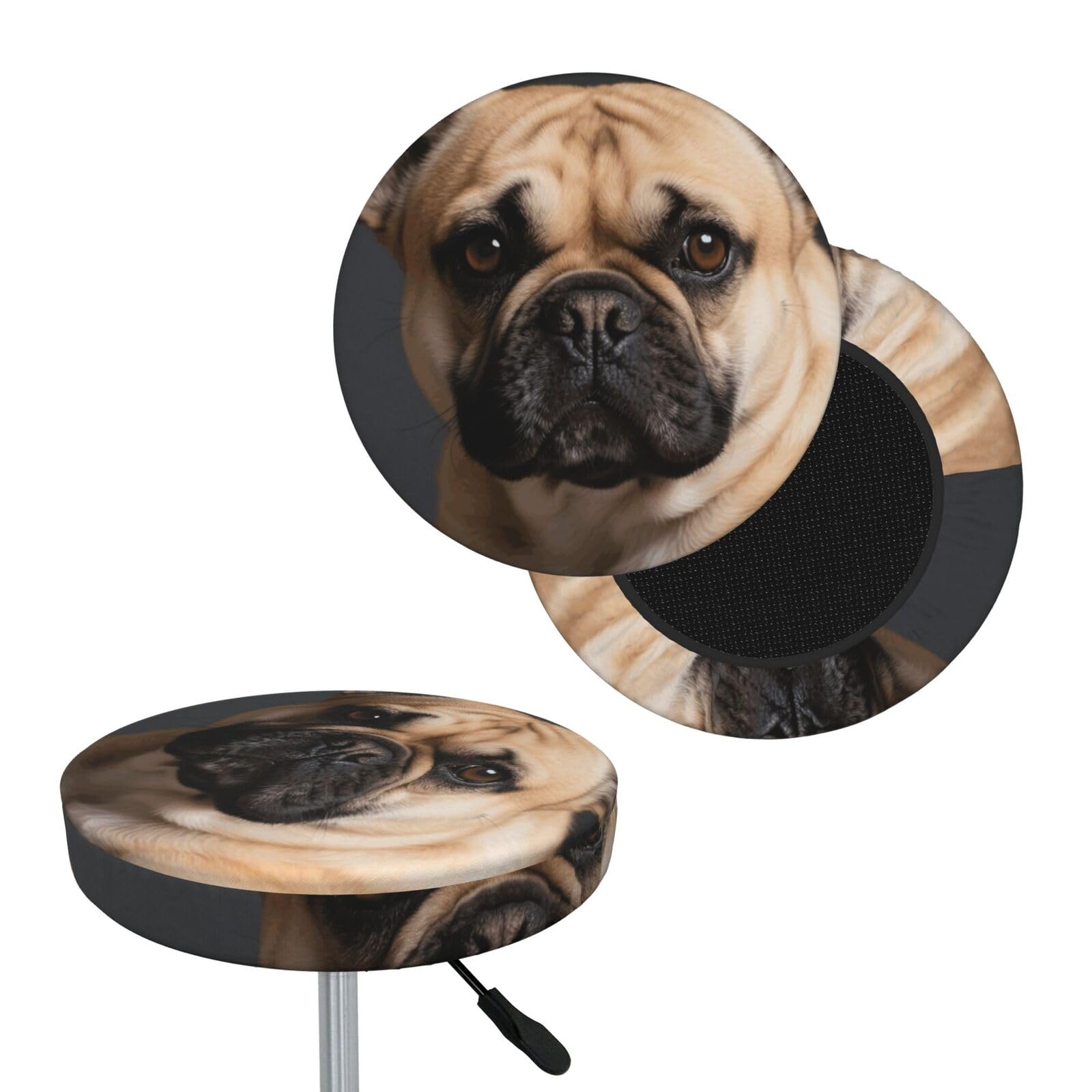 FekiLoot Dog Round Bar Stool Covers Stretch Washable Bar Stool Covers Dustproof Slipcover Bar Chair Covers with Elastic Band for Bar Kitchen Living Room Decor 13 Inch