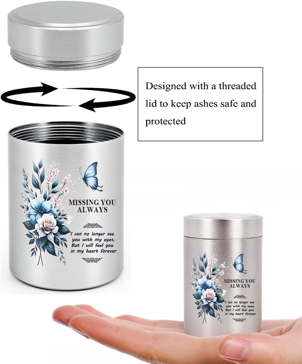 Small Urns for Human Ashes 2.75 Inch Set of 4 Mini Cremation Urn for Ashes Adult Aluminum Butterfly Flower Memorial Ashes Keepsake Urn Sharing for Female Male