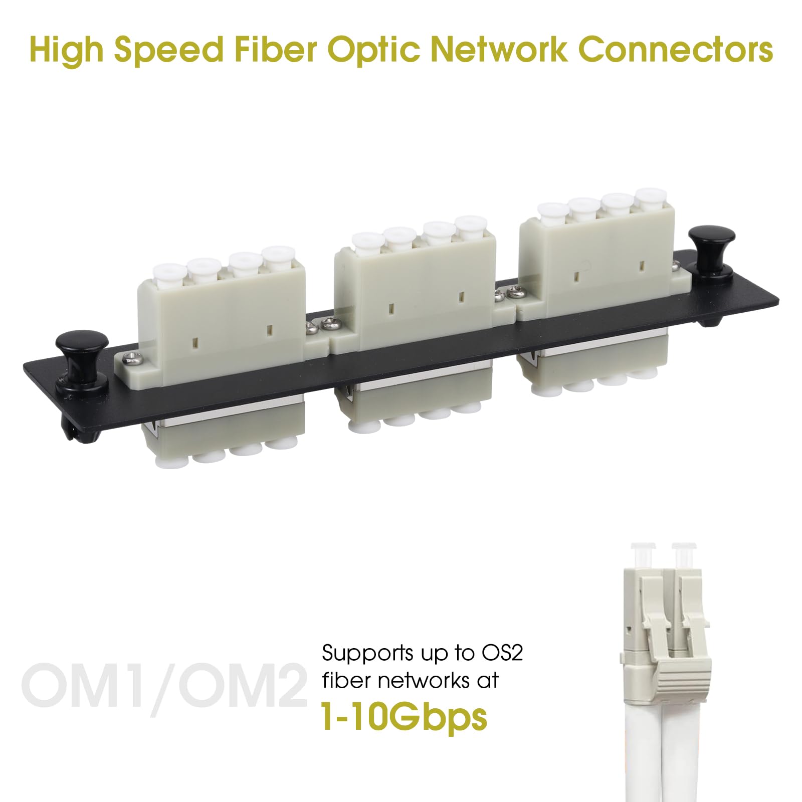 Lot de 2 panneaux de brassage en fibre LC/MM, 3 adaptateurs LC multimodes gris 4 canaux, 12 ports fibre