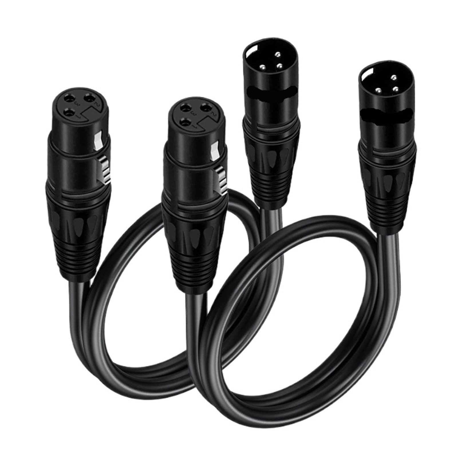 2 szt. 3-pinowy czarny XLR męski na żeński zbalansowany kabel audio do mikrofonu XLR Mic Patch for Głośnik Zasilany LED Efektor Aqualizer Mixer (1 m)