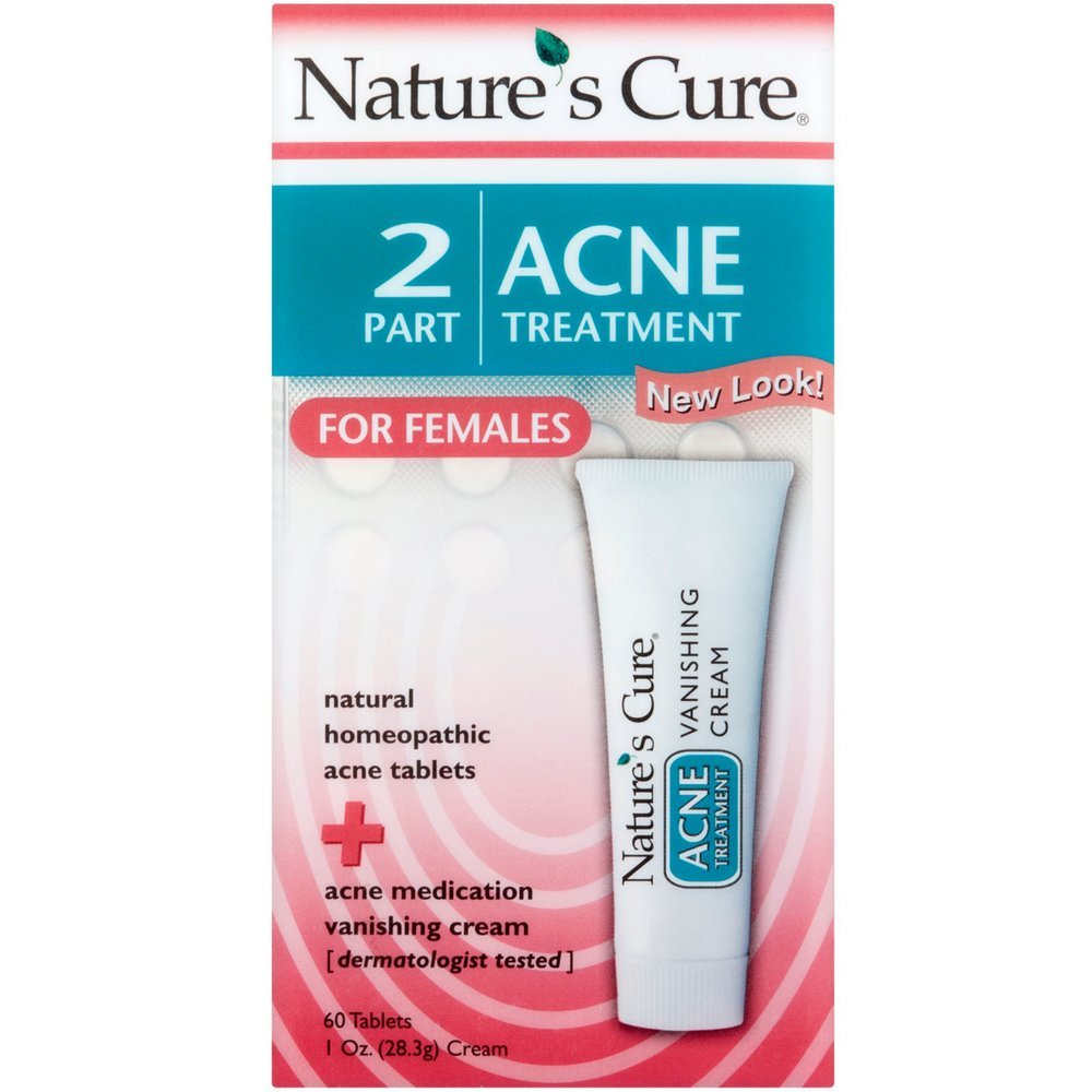 Nature's Cure2 Part Acne Treatment for Females 60 tablets 1 oz Cream (Pack of 5)5