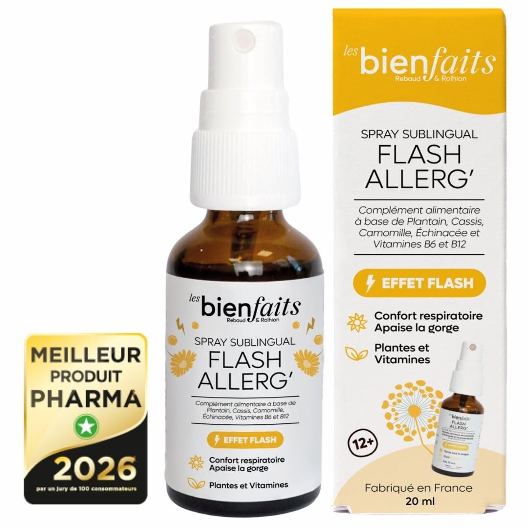 FLASH ALLERG' - Spray sous la langue - Apaise et soulage les allergies :  Yeux Rouges et Irrités - Pollen, poussière - Éternuements