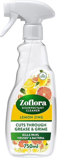 Zoflora Lemon Zing 750ml Multipurpose Disinfectant Cleaner, Antibacterial Surface Cleaner, Kitchen Cleaner Spray Cuts Through Grease & Grime