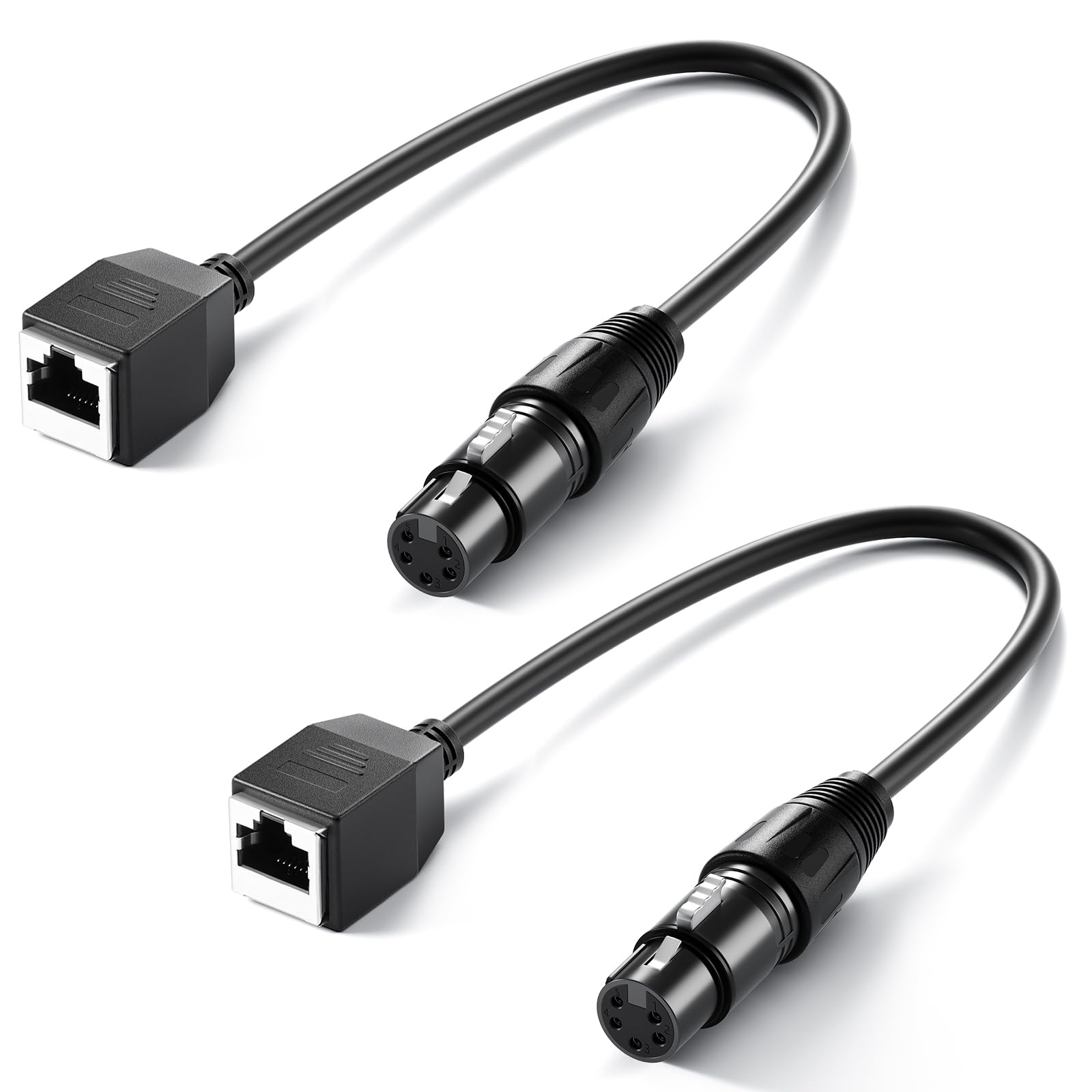 Neewer 5 Pin DMX XLR Female to RJ45 Female Cable, 2 Pack RJ45 to 5 Pin XLR Adapter Connector ONLY for TL60/TL90C/TL120C RGB Tube Light Wand and DMX512 Console Lighting Controller, 1ft/35cm, NC007
