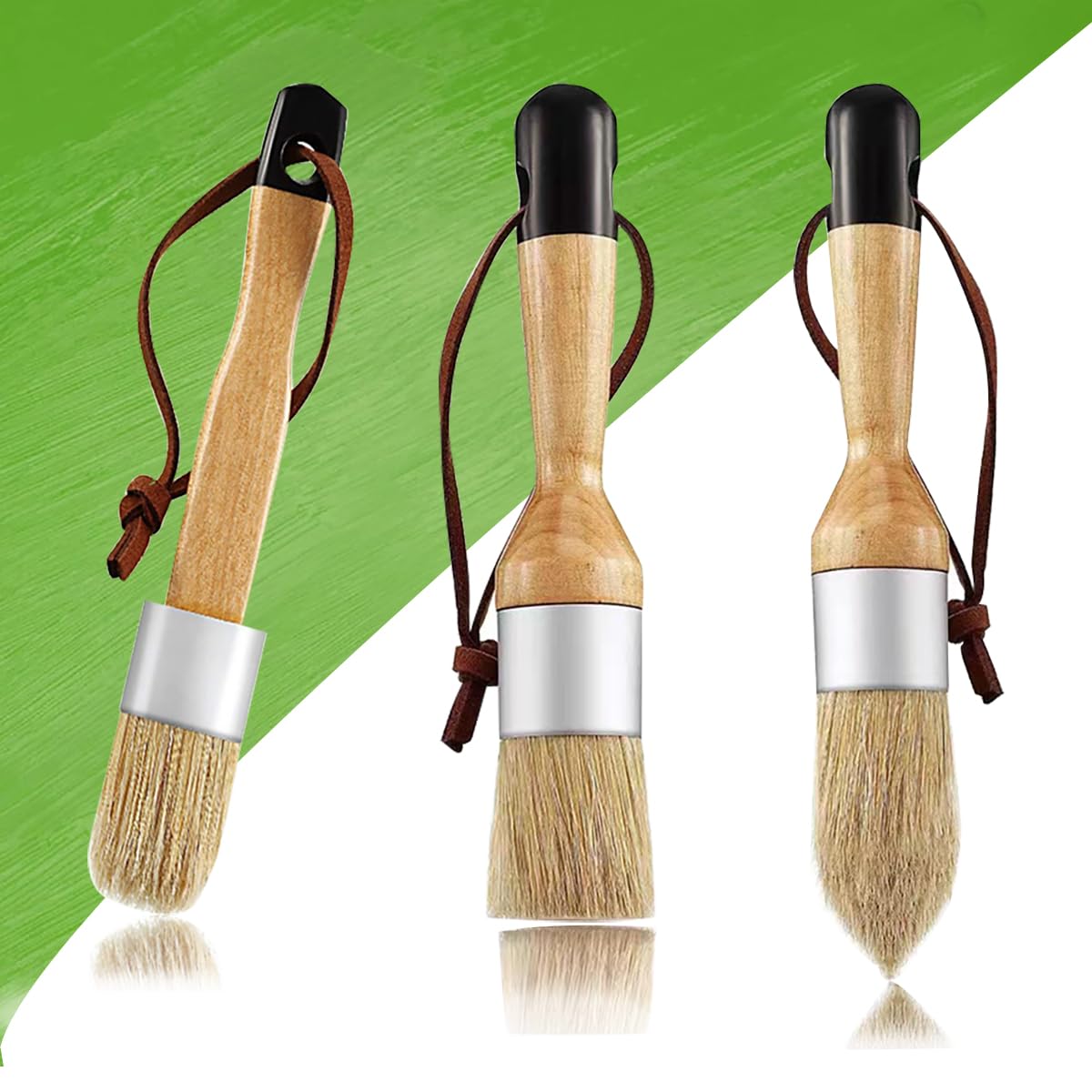 3 PCS Wax Brush Paint Brushes,for Painting or Waxing of Furniture or Other Projects, Natural Bristle Brings Even and Long-lasting Release of Paints