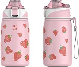 Fjbottle Kinder Trinkflasche Edelstahl 400ML - 1-Klick-Öffnung, BPA-Frei Auslaufsichere Thermo flasche, Kohlensäure geeignet Thermoskanne Jungen/Mädchen für Kindergarten, Schule, Reise