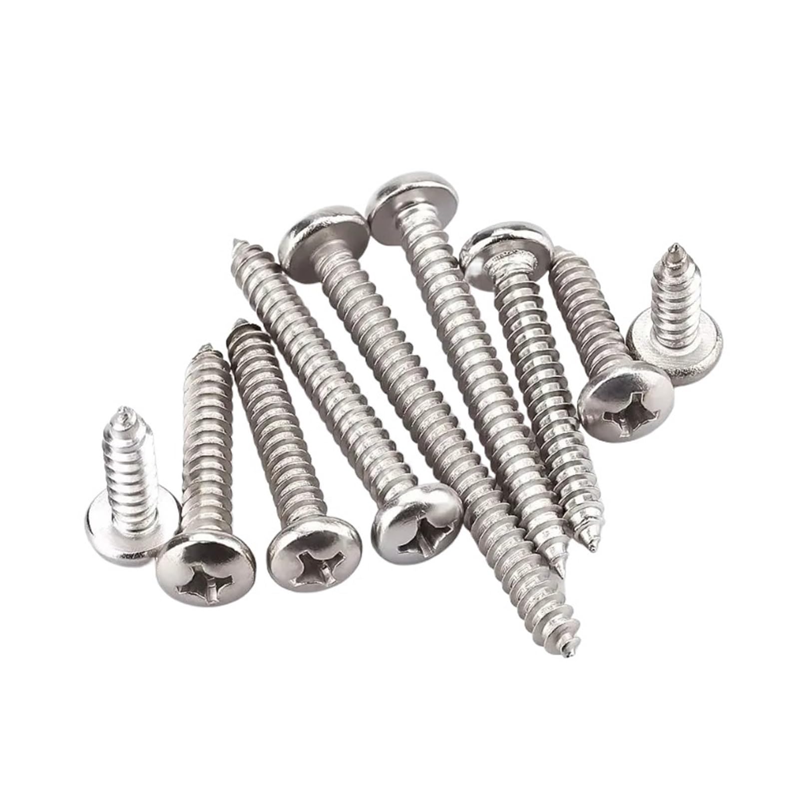 Kit D'assortiment De Vis À Bois Autotaraudeuses À Tête Cylindrique Phillips En Acier Inoxydable 304, 10 Pièces 100 Pièces(Mix,100PCS)