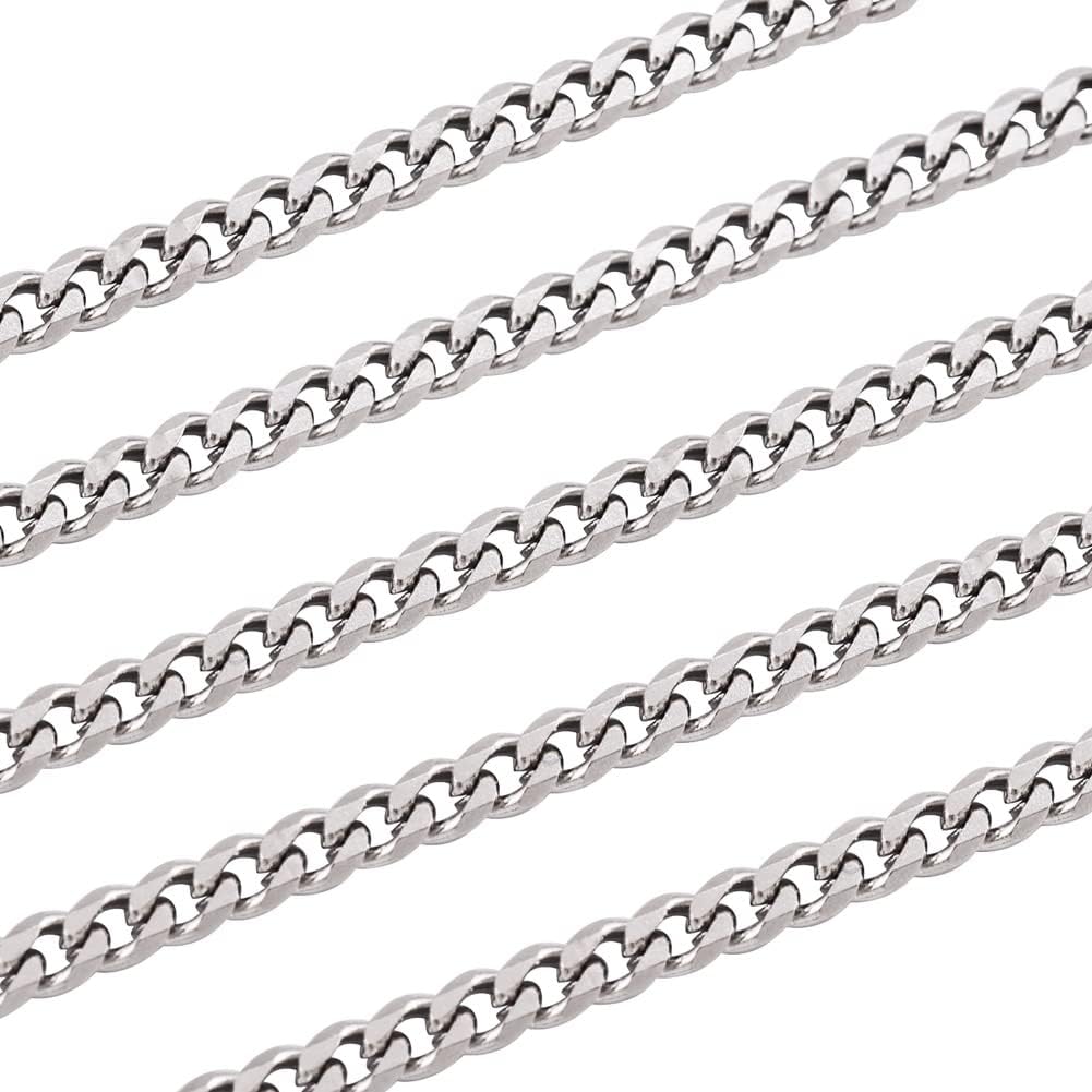 Pandahall 16.4 Feet Stainless Steel Cuban Link Chains Unwelded Small Metal Jewelry Cuban Chains with Spool Roll for Men Women Necklace Jewelry Making Bracelet, 3.5x3x1mm - Image 7