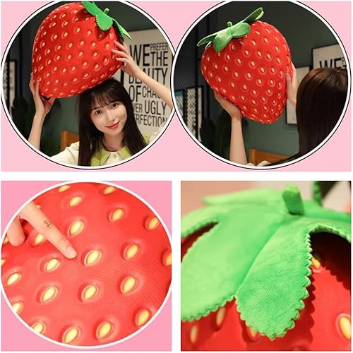 Miniatura 6 de XIYUAN Almohada de fresa de 20 pulgadas con relleno de fruta para niños, almohada de felpa de fresa, cojín súper suave para decoración de habitación