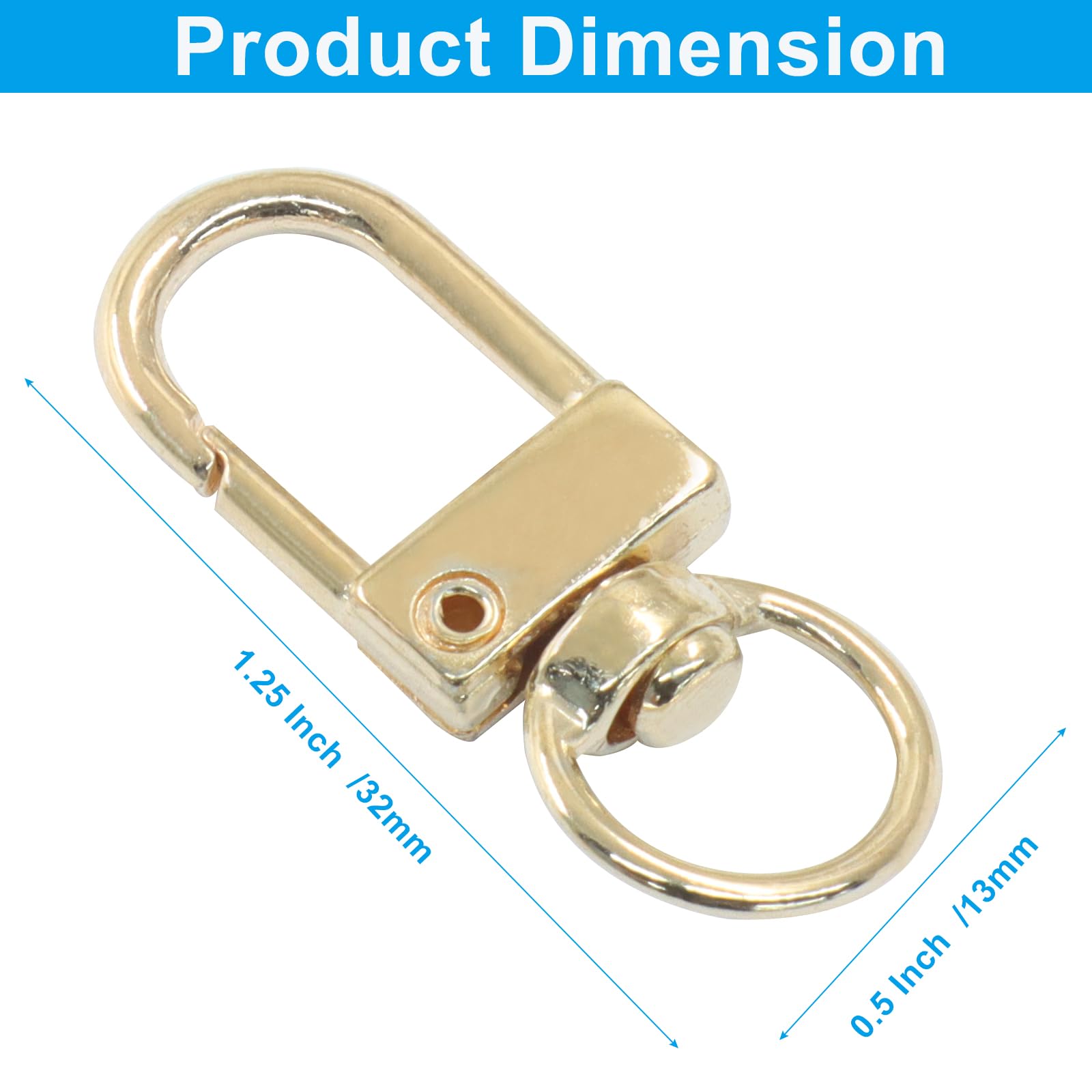 Paquete de 30 cierres de pinza de langosta, cordones giratorios para llavero, fabricación de joyas, conector de bolso, manualidades y accesorios de llavero (dorado)