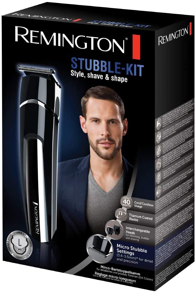 Remington Barttrimmer Set Herren MB4110 (inkl. 2 Aufsteckköpfe: Präzisionsklinge&Folienrasieraufsatz, Netz-/Lithium Ionen Akkubetrieb, USB-Ladefunktion inkl. Kabel + Tasche) Bartschneide Set - Image 3