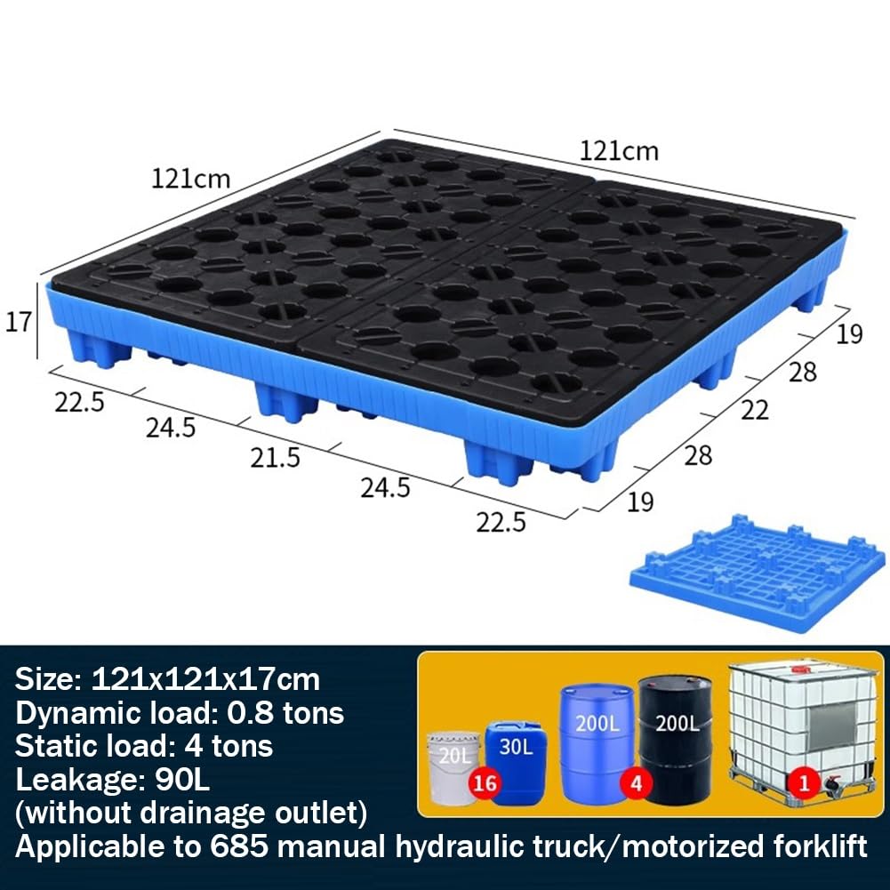 Piattaforma di Scarico con griglia Anti-Perdita per Pallet, applicabile a transpallet Idraulico Manuale 685/carrello elevatore motorizzato (Blu 121 * 121 * 17cm)