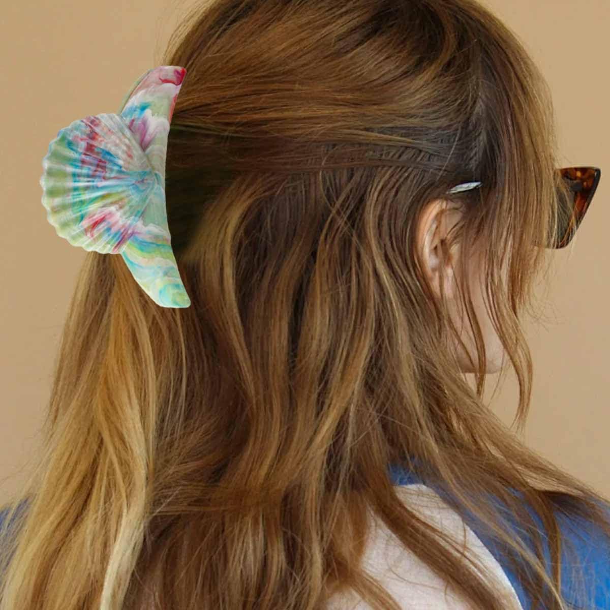 4 PCS Sea Shell Hair Claw Clips 4.33 '' Large Seashell Hair Clip Cute Marine Life Barrettes Unique Beach Stylish Hair Accessories for Women Girls for Birthday Parties Mermaid Beach Halloween - Image 6