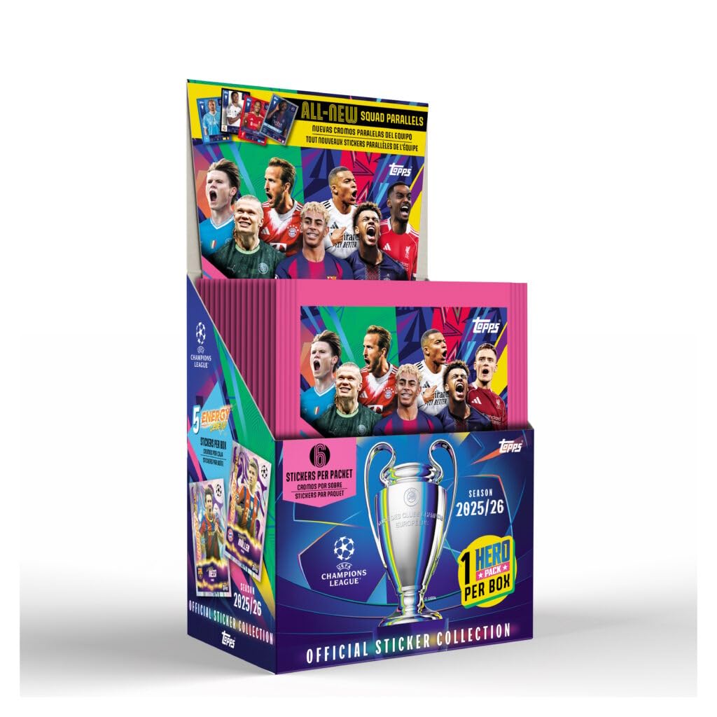 Topps Full Box Champions League Stickers 25/26 - (50 Packets - 6 Stickers Per Packet)